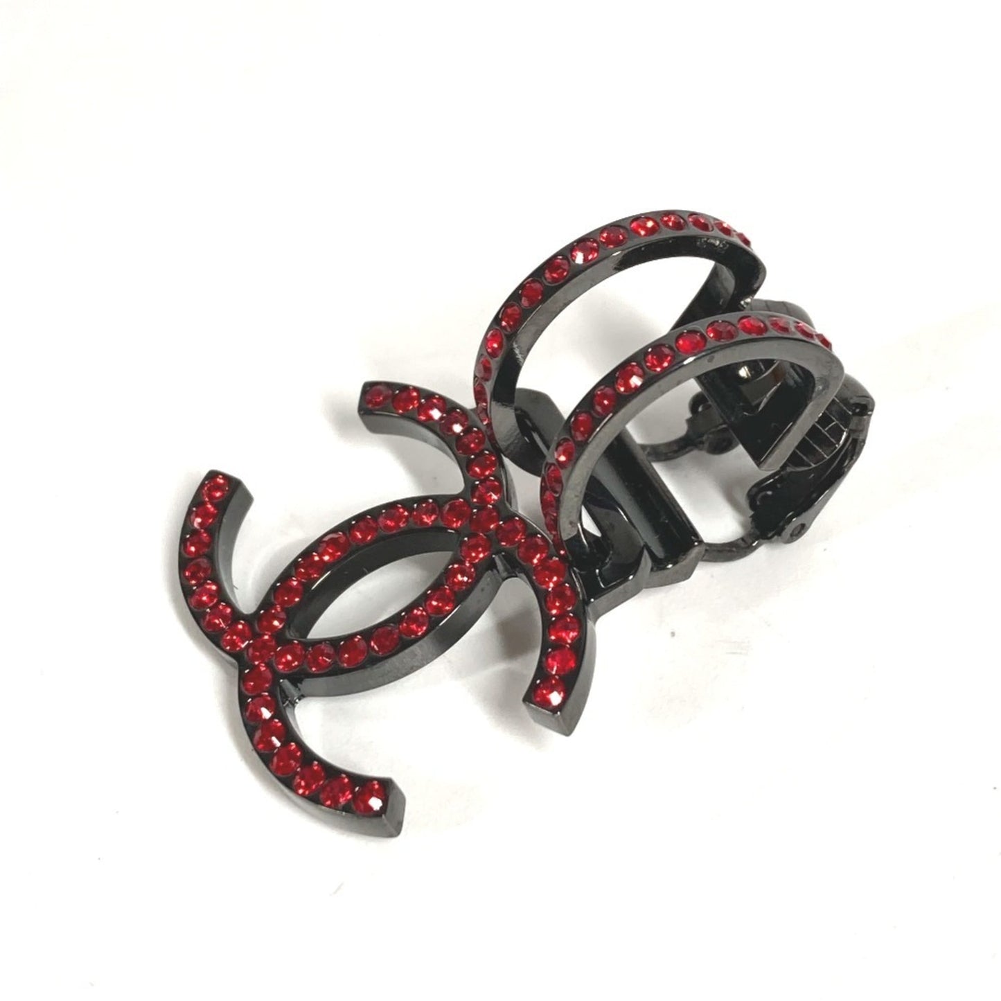 CHANEL B17S Crystal Coco Mark Swing Rhinestone Earrings, Single Ear, CC Logo, Metal, Women's, Red