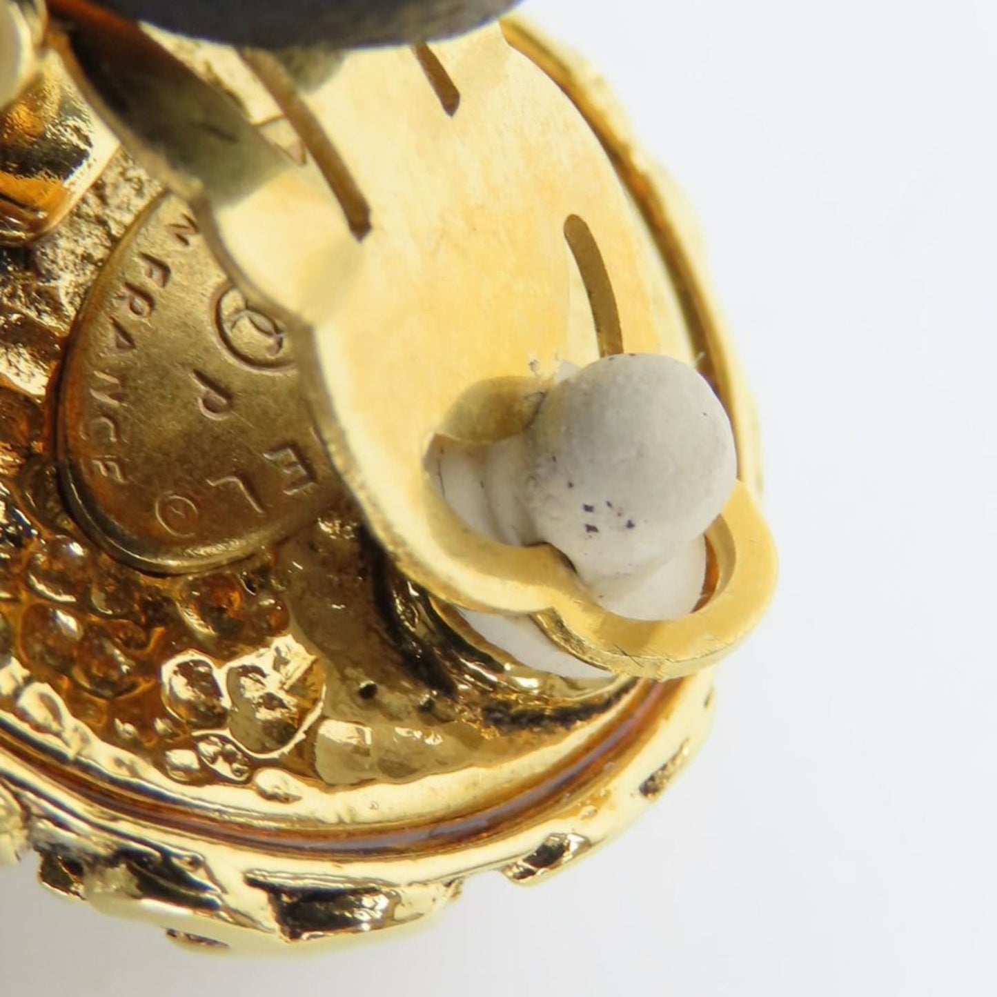 Chanel Coco Mark Metal Earrings with Faux Pearl and Gold Plated 94P Women's CHANEL