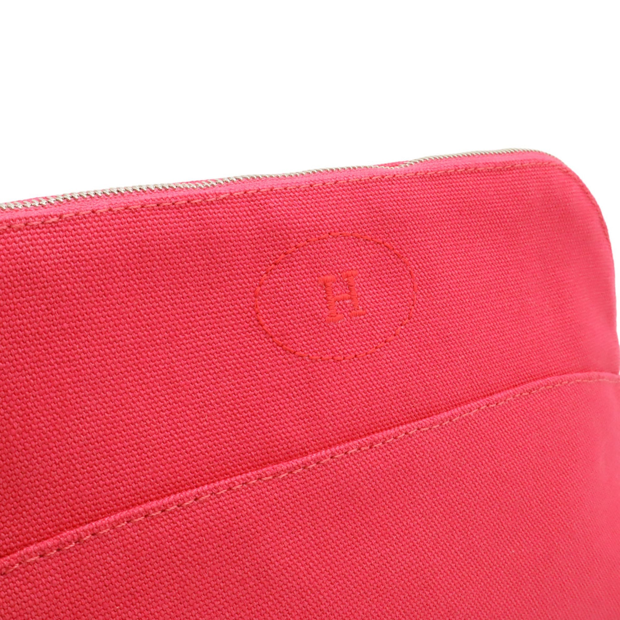 HERMES Bolide Pouch 25 Handbag Multi-purpose Canvas Leather Fuchsia Pink — Like New