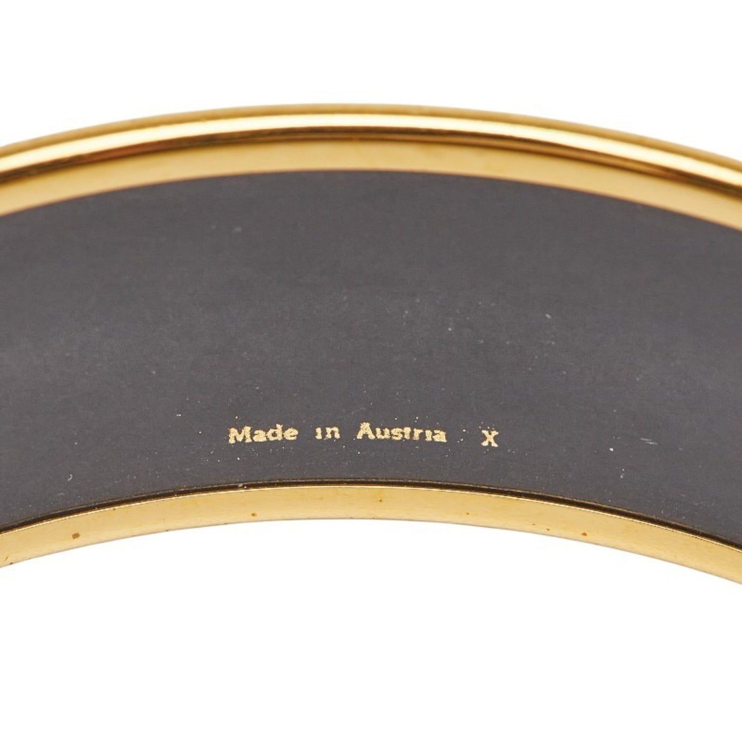 Hermes GM Enamel Cloisonne Bangle in Black and Gold Plated for Women