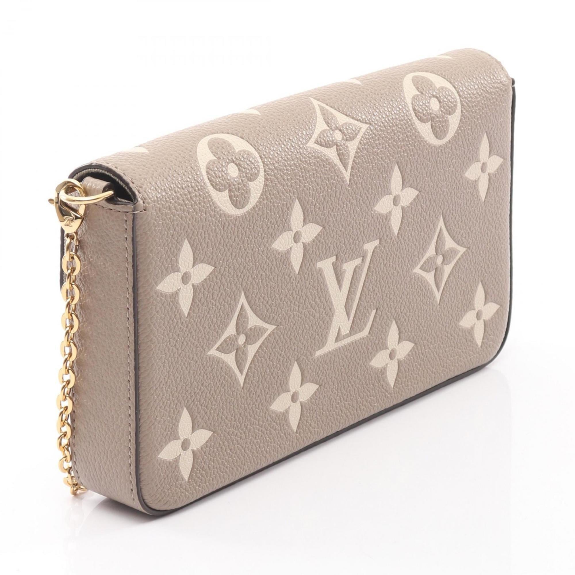 Louis Vuitton Felicie Pochette Shoulder Bag in Monogram Empreinte Leather, Beige, M69977