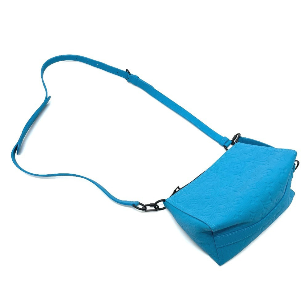 LOUIS VUITTON M55925 Monogram Empreinte Triangle Shoulder Bag Leather Men's Turquoise Blue S-210316-20 — Like New