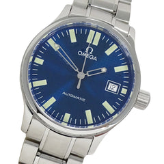 Omega Classic 5203.81 Men's Watch, Brand Name, Date, Automatic Movement, Stainless Steel (SS), Silver & Blue — Good