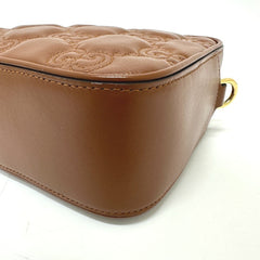 GUCCI 702234 GG Matelasse Double G Small Crossbody Shoulder Bag Leather Women's Brown E-240918-4 — New - Store Return