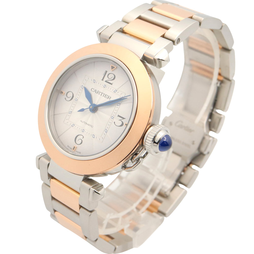 Cartier Pasha de watch, 18K pink gold (PG) stainless steel, boys' size, silver tone, W2PA0008 — Very Good