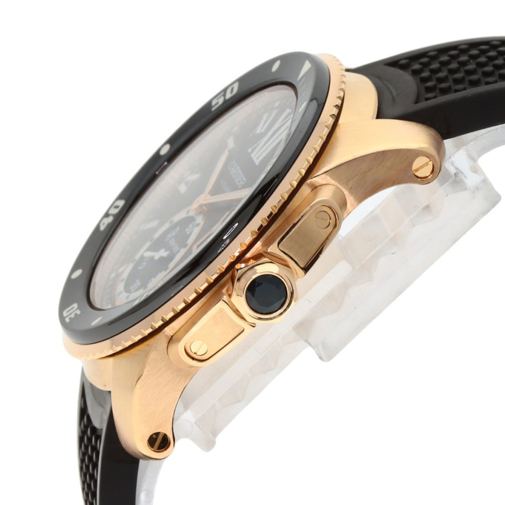 Cartier W7100052 Calibre de Diver's Watch, 18K Pink Gold, Rubber, Men's