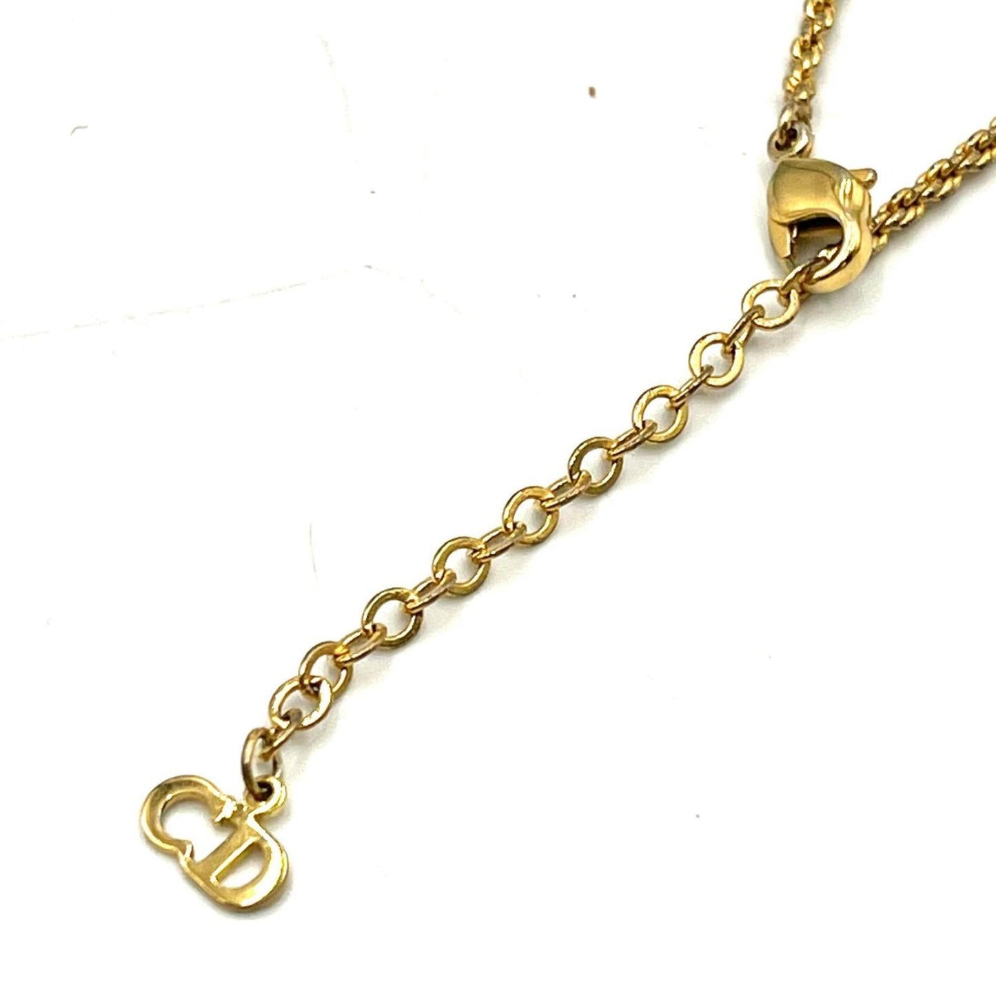 Christian Dior necklace logo round antique metal women's