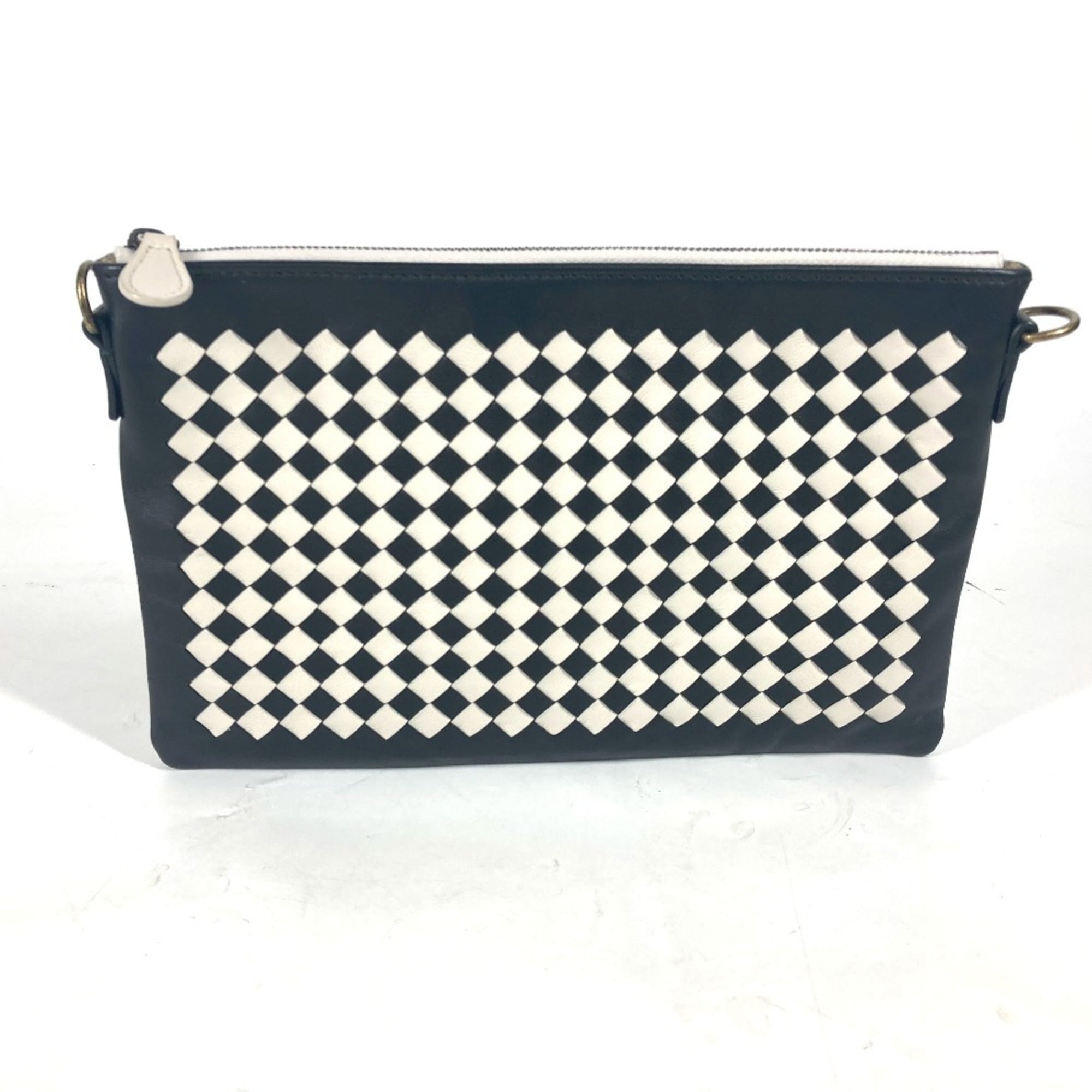 BOTTEGA VENETA Bottega Veneta Pochette Intrecciato Bag Clutch Pouch Chain Shoulder Leather Men Women Black G-241025-23 — New - Store Return