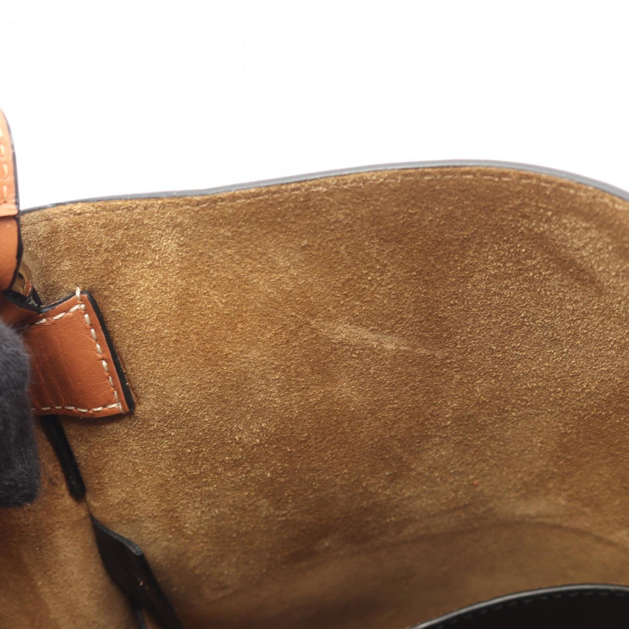 LOEWE Gate Large Bucket Handbag, Leather, Women's, Black and Brown