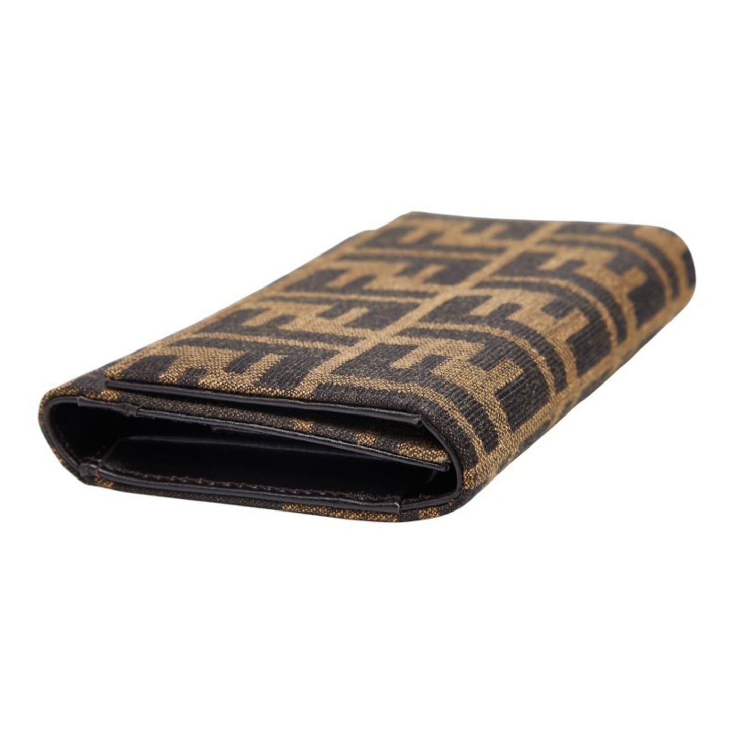 Fendi Zucca Tri-fold Wallet 8M0011 Brown/Black Canvas Women's FENDI