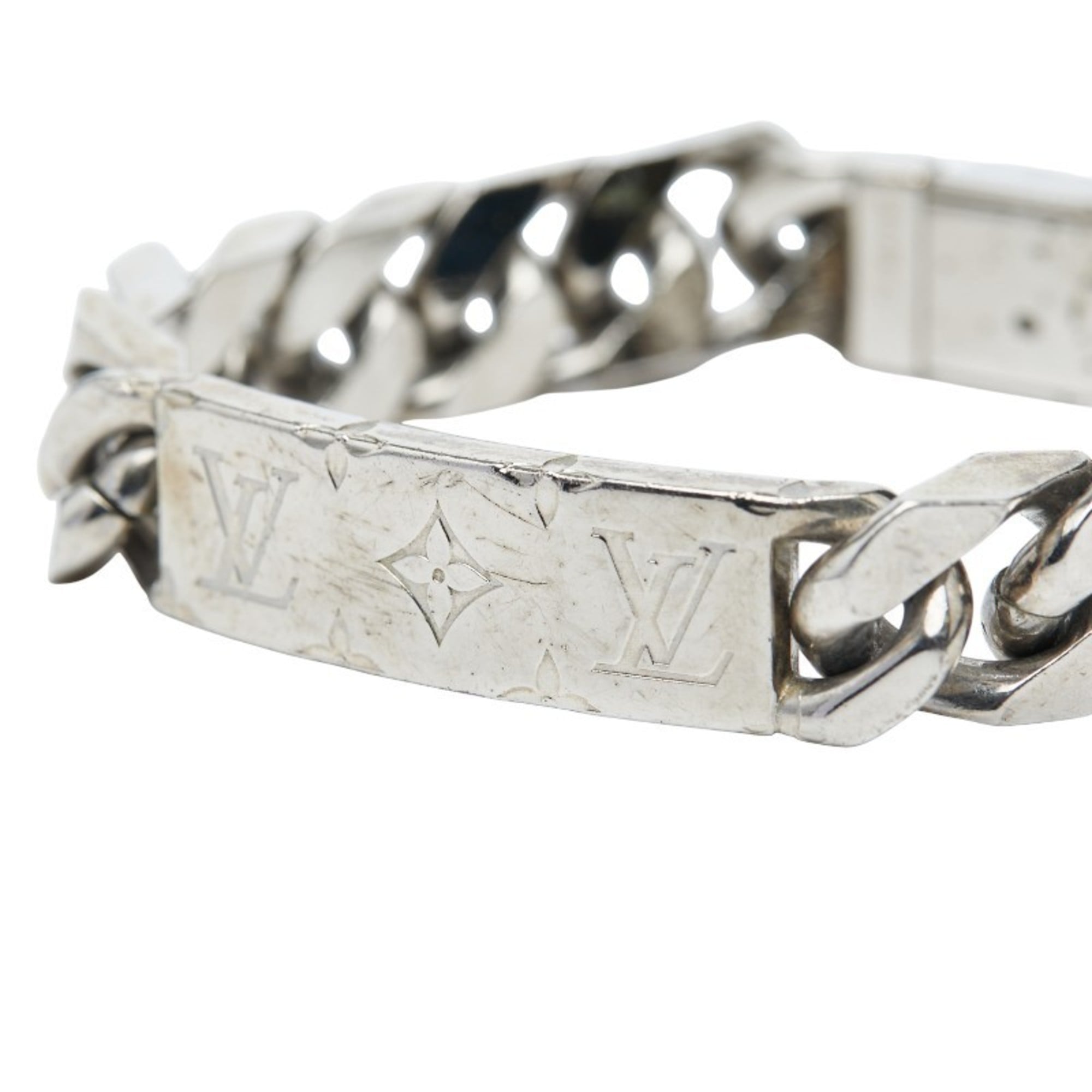 Louis Vuitton LV Signature Chain Bracelet M62486 Silver Metal Men's LOUIS VUITTON