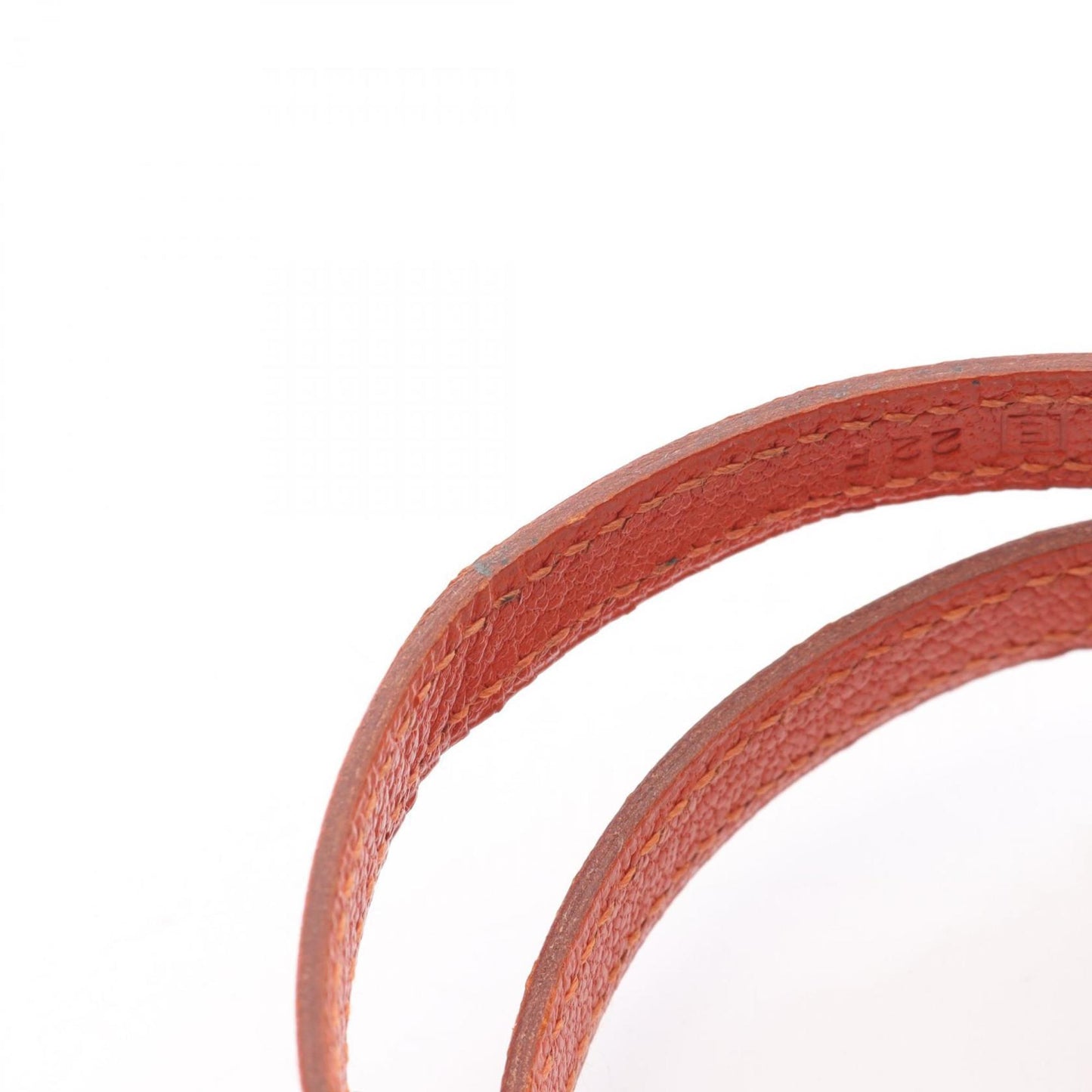 Hermes Hermès Puspus MM Bracelet, Stainless Steel, Chevre, Women's, Orange and Silver