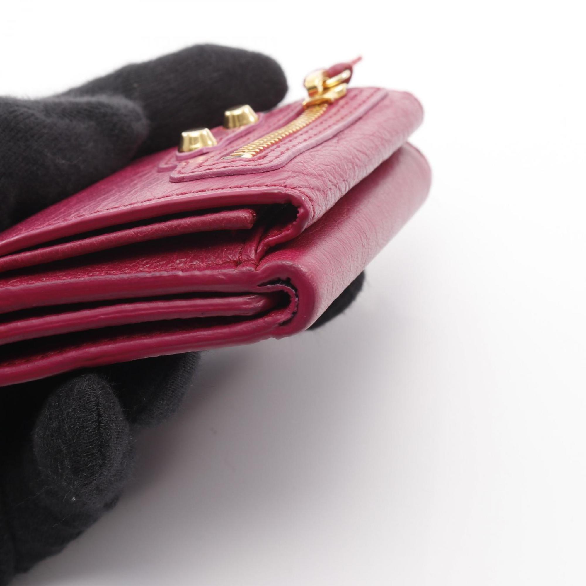 Balenciaga Classic Mini Wallet, Tri-fold Leather Women's, Pink, 477455