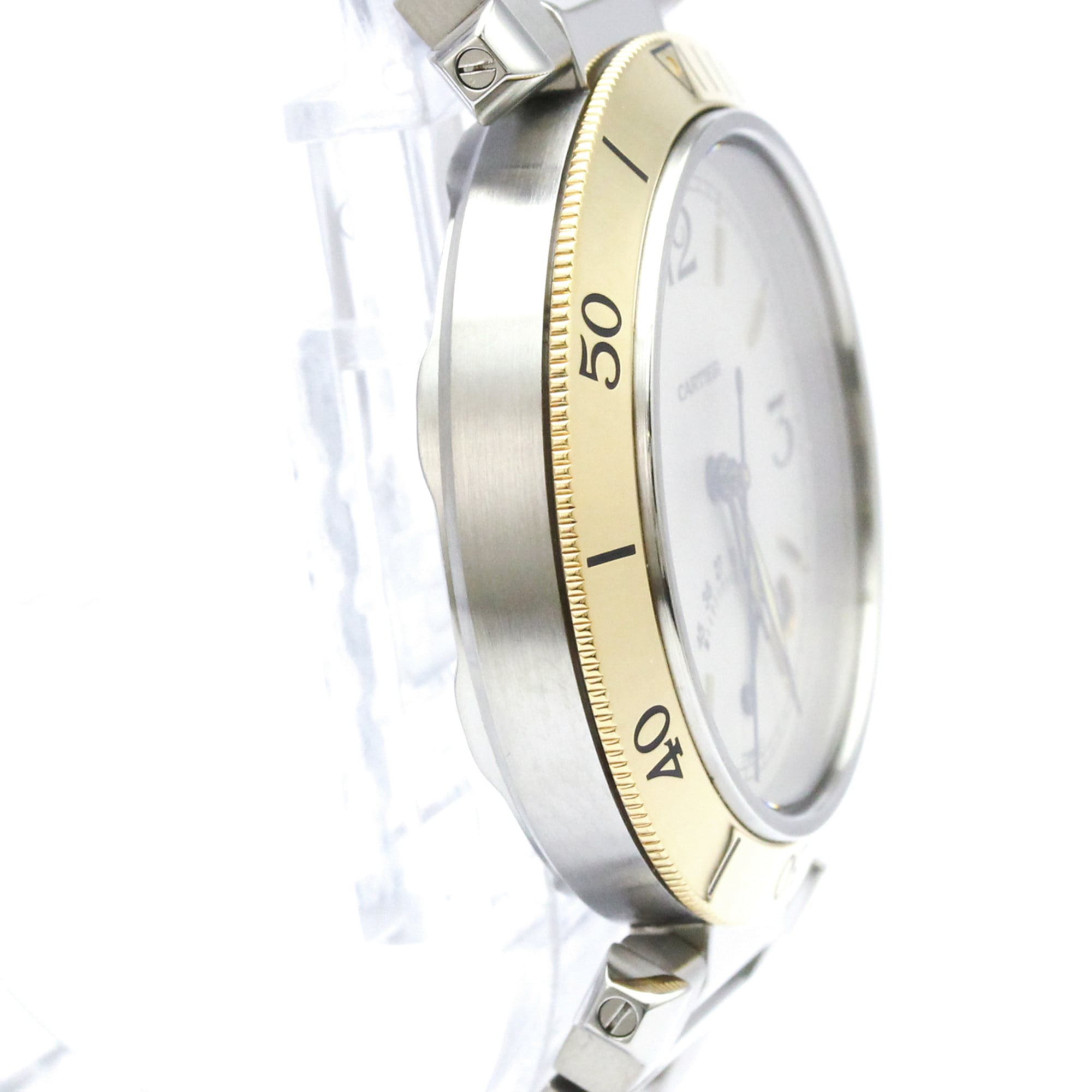 CARTIER Pasha 38 Power Reserve 18K Gold Steel Watch W31012H3 Polished — Very Good