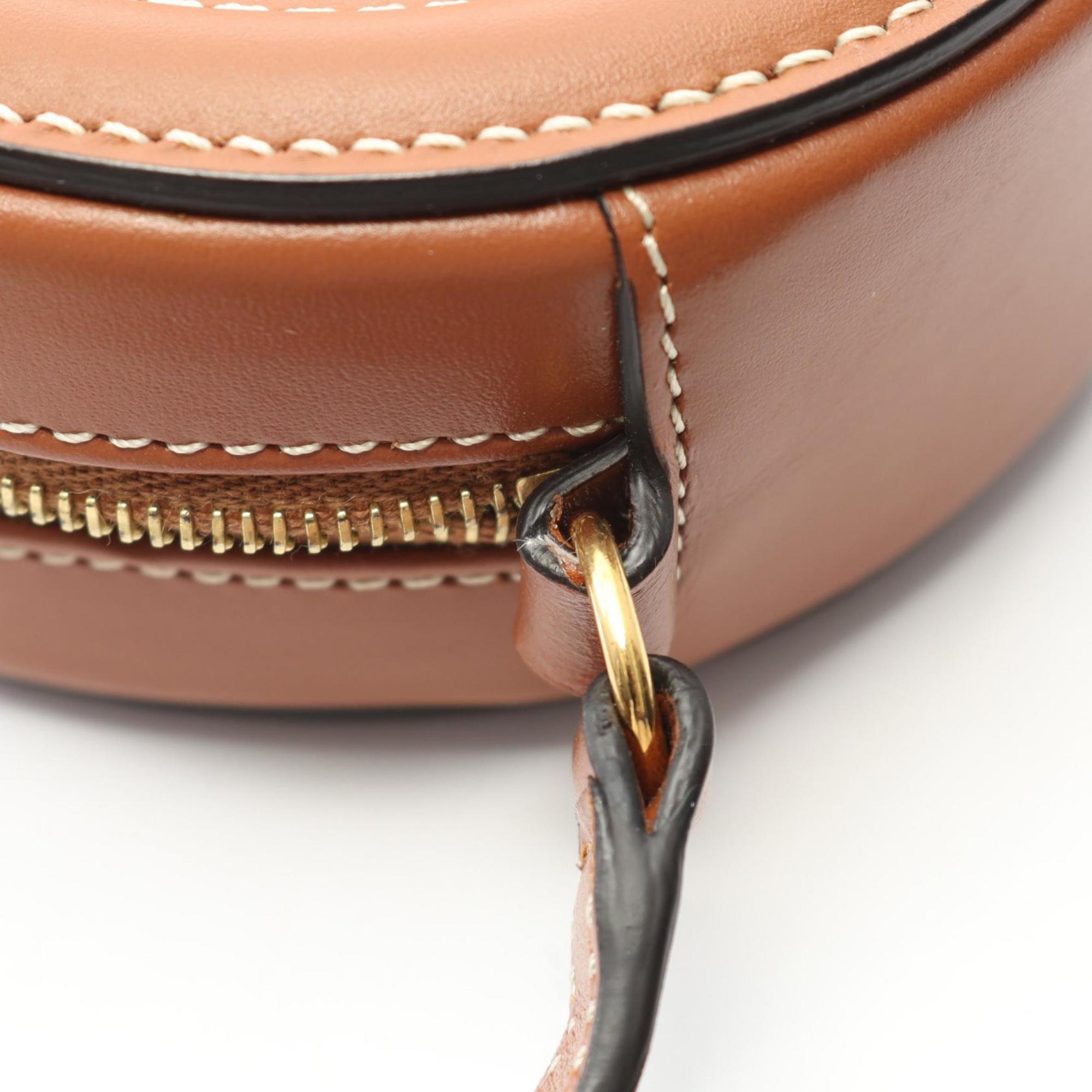 Celine Cuir Triomphe Oval Purse Crossbody Shoulder Bag in Brown Leather (10I703)