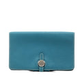 Hermes Dogon Bifold Wallet Blue Togo Women's HERMES