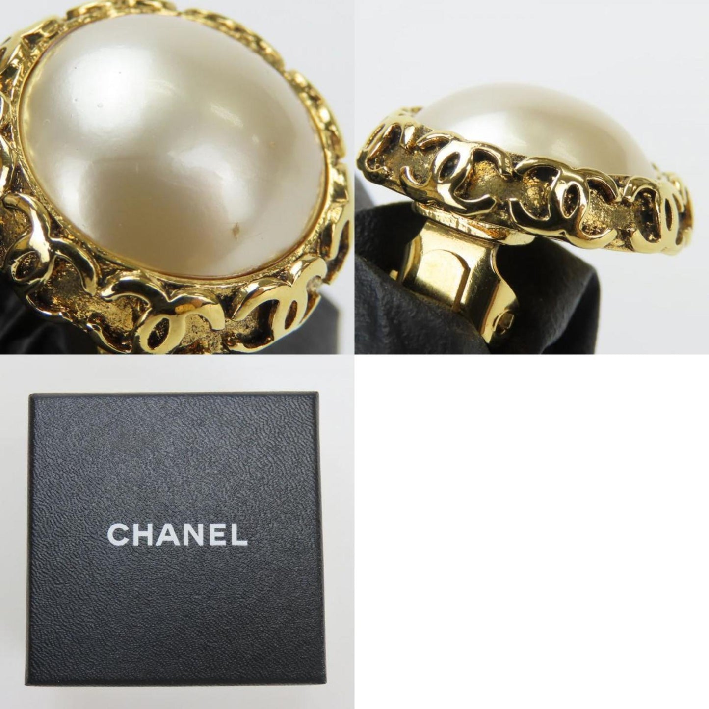 Chanel Coco Mark Metal Earrings with Faux Pearl and Gold Plated 94P Women's CHANEL