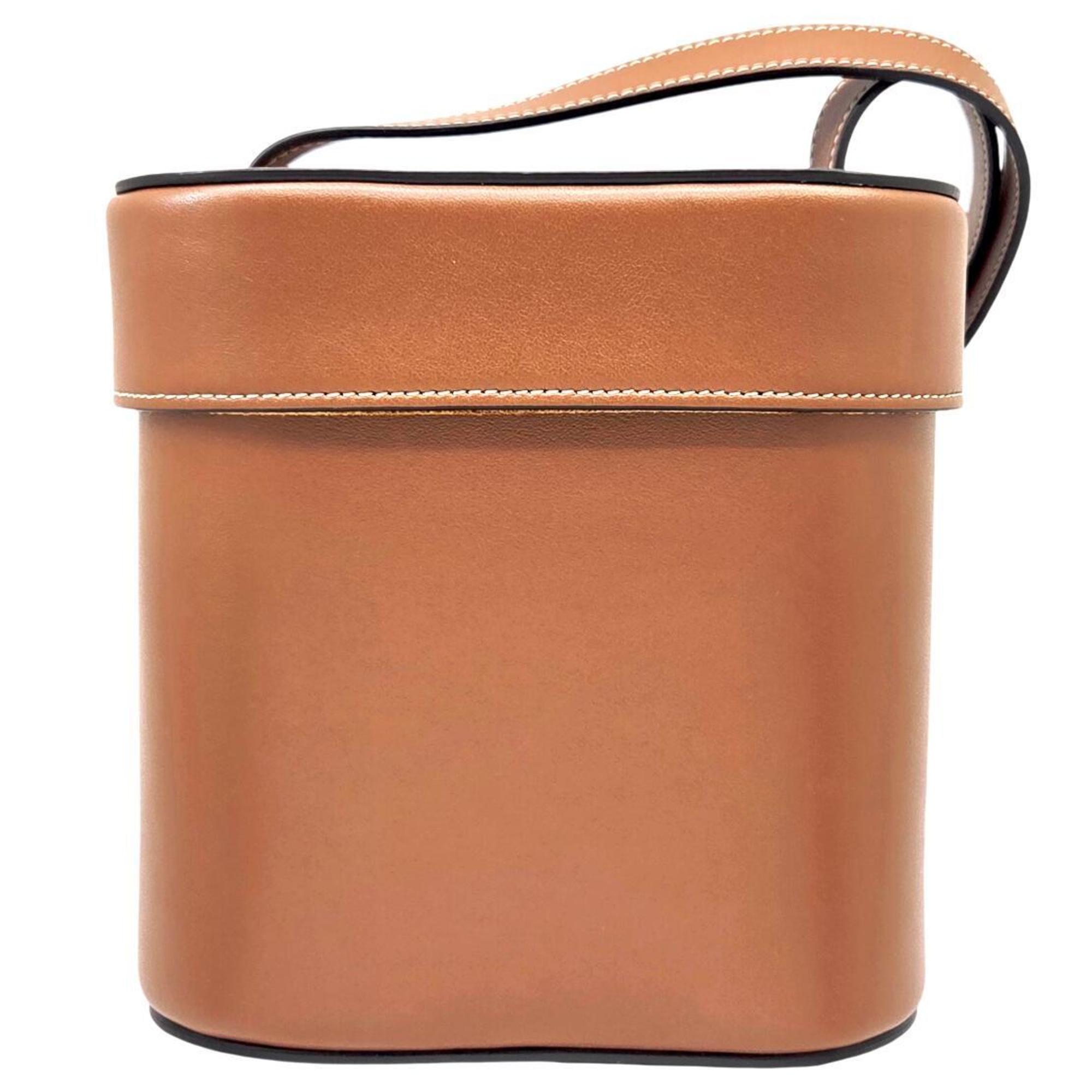 CELINE Cuir Triomphe Box Leather Brown Shoulder Bag Vanity for Women