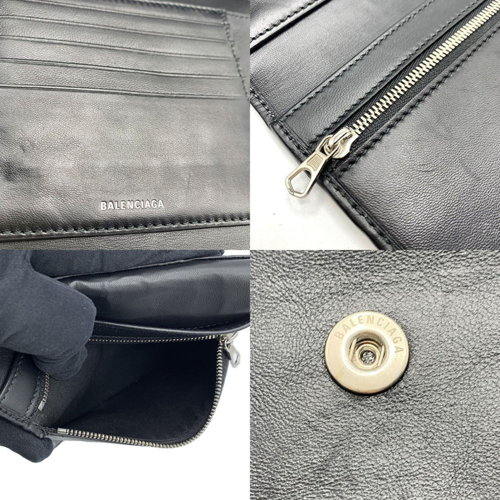 Balenciaga Shoulder Wallet Tri-fold Black Leather 580037 BALENCIAGA