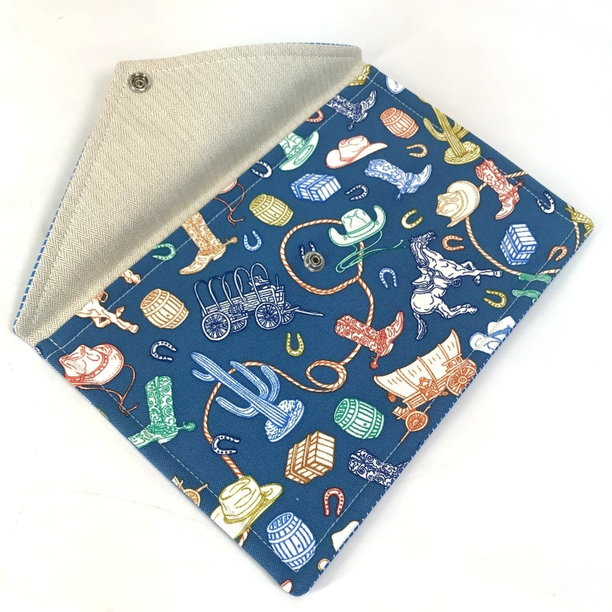 HERMES Hermes Flat Western Company GM Case Pouch Cotton Women's Blue E-230927-3 — New - Store Return