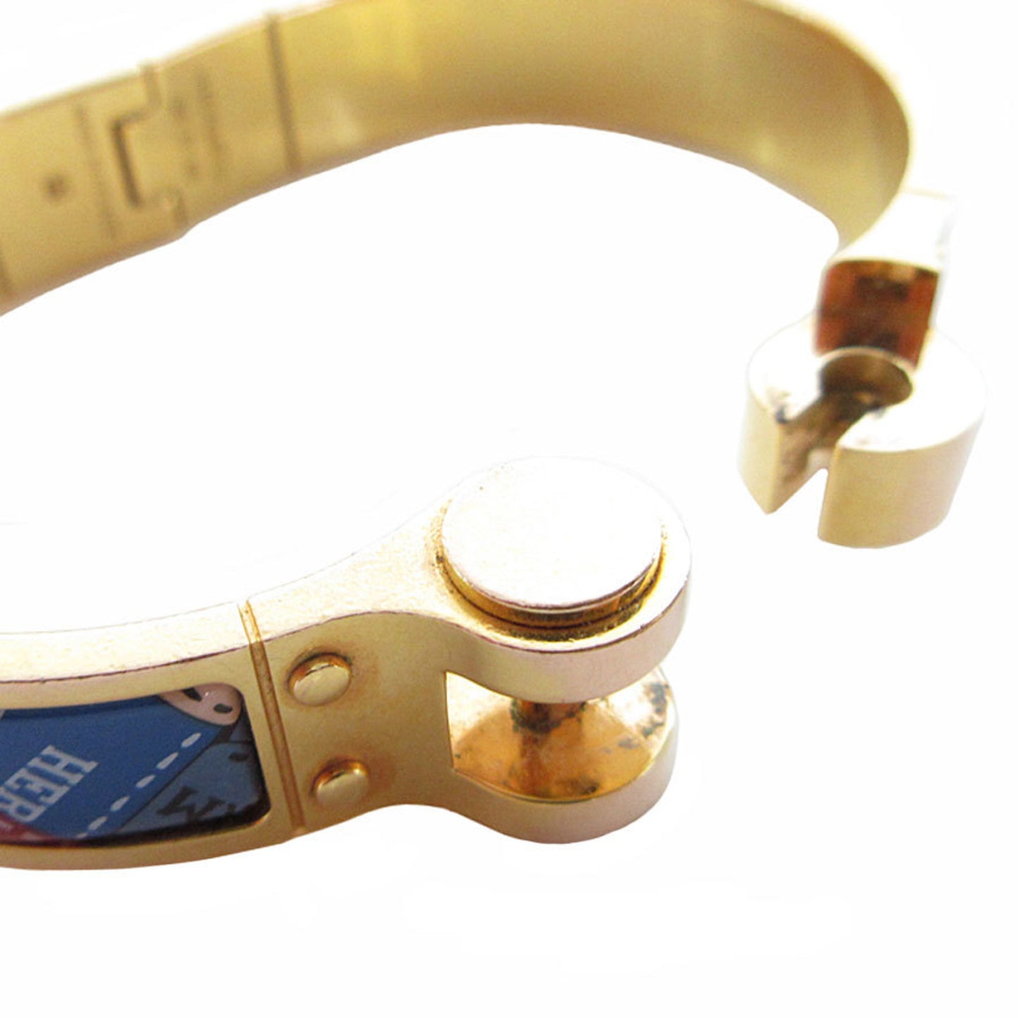 Hermes HERMES Bangle Bracelet Charnier Metal Enamel Gold Multicolor Women's s0659a