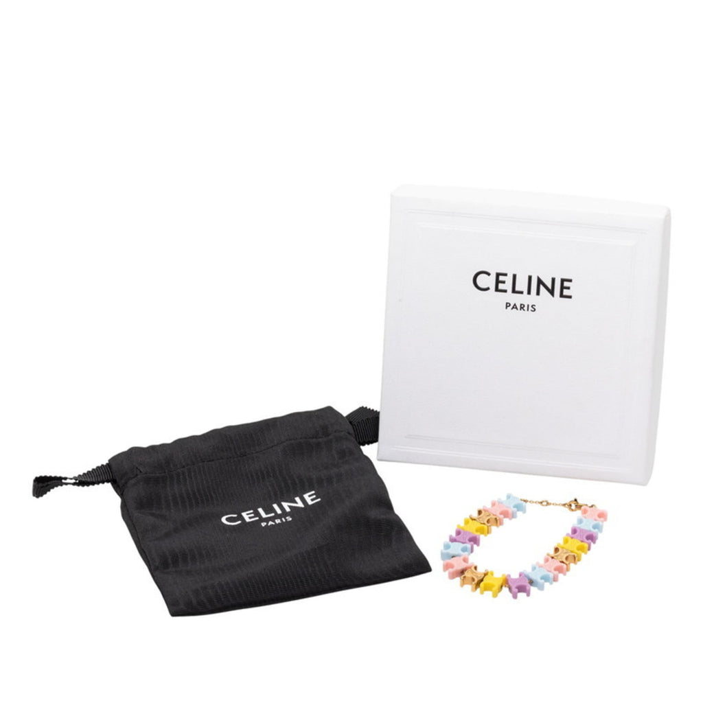 Celine Triomphe Baby Bracelet in Multicolored Gold and Plastic with Plated Design for Women