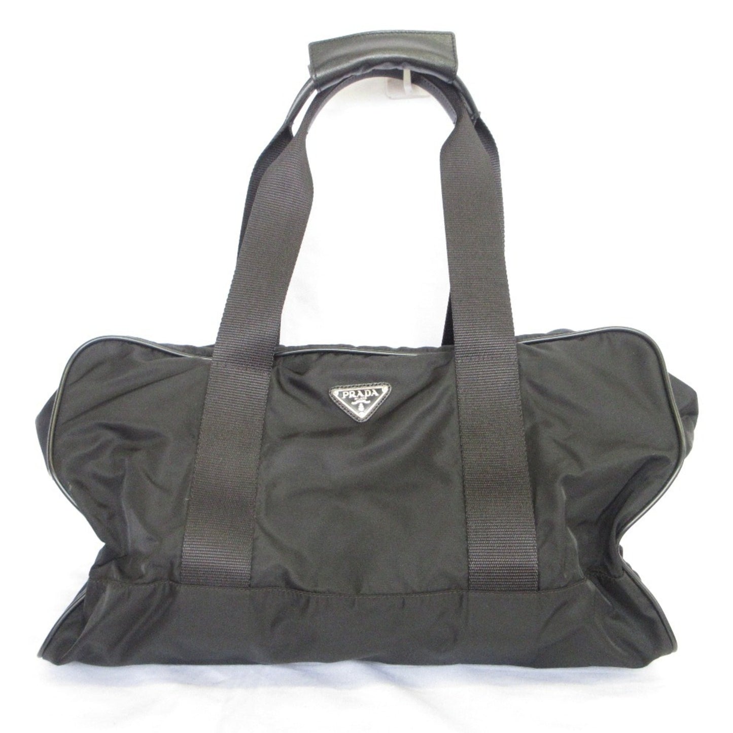 PRADA Prada Triangle Logo Plate Nylon 2-Way Boston Bag/Shoulder Bag Black for Men and Women