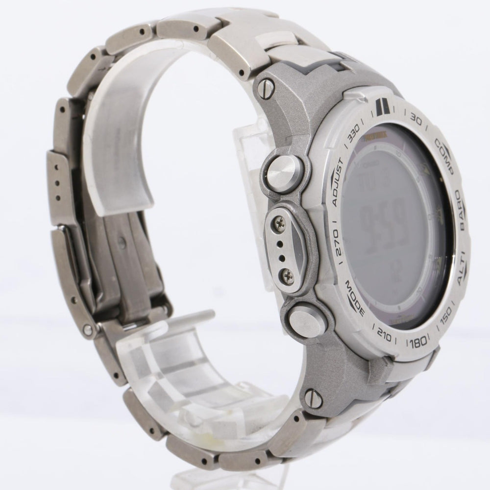 CASIO Pro Trek Triple Sensor Line PRW3100T7JF Men's Digital Watch in Silver, Stainless Steel and Titanium — Good