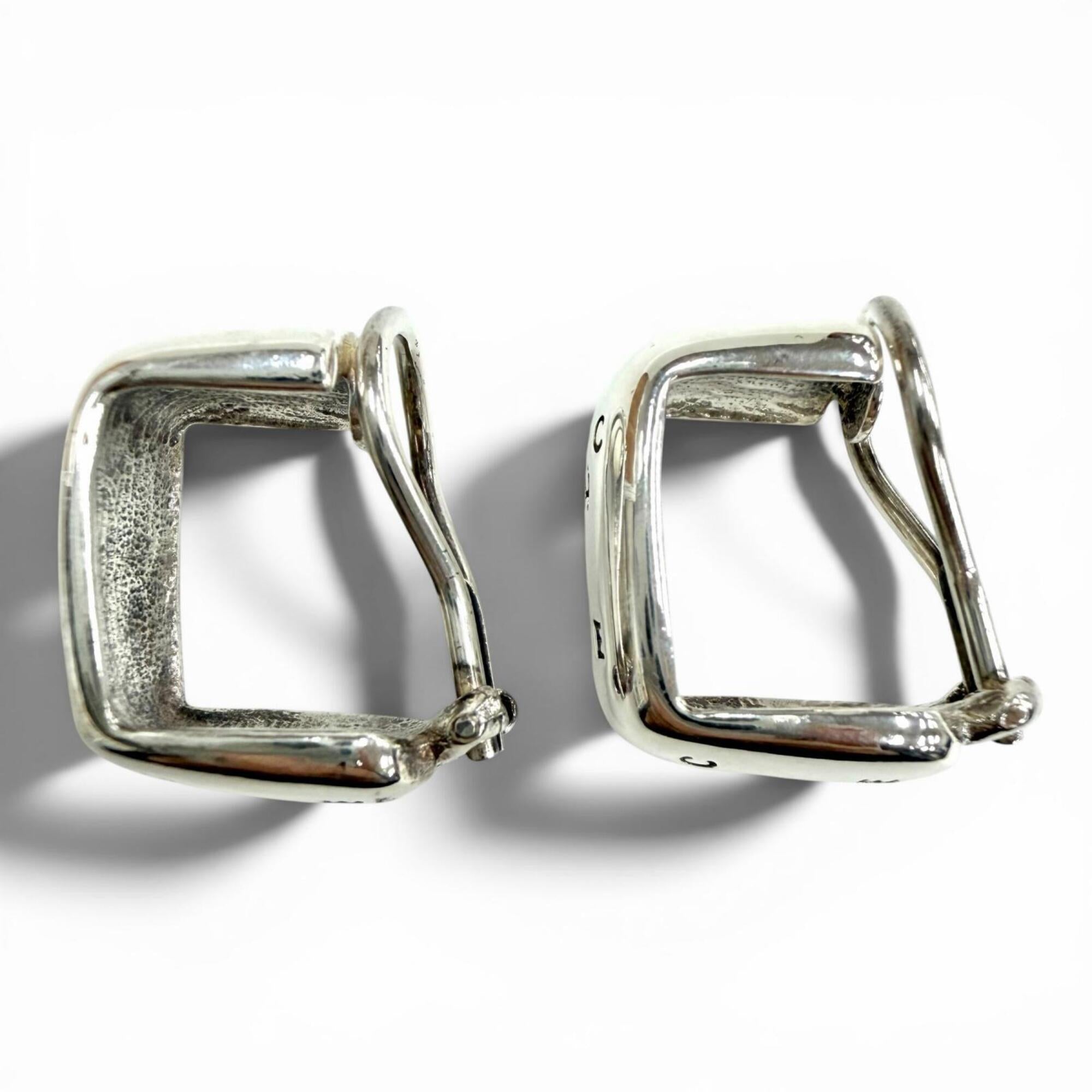 CHANEL Vintage 925 Sterling Silver Clip-On Earrings (for both ears), Logo Engraved, Weight 12.7g, Women's — Like New