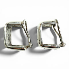 CHANEL Vintage 925 Sterling Silver Clip-On Earrings (for both ears), Logo Engraved, Weight 12.7g, Women's — Like New