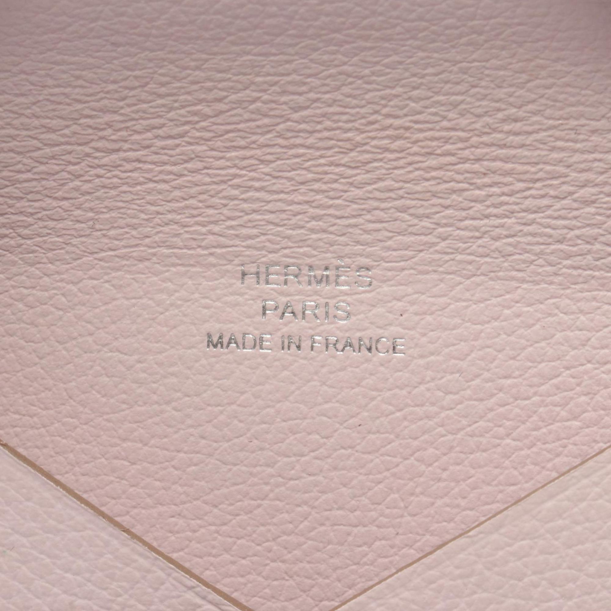 Hermes Hermès Calvi wallet, coin purse, leather, Evercolor, women's, pink