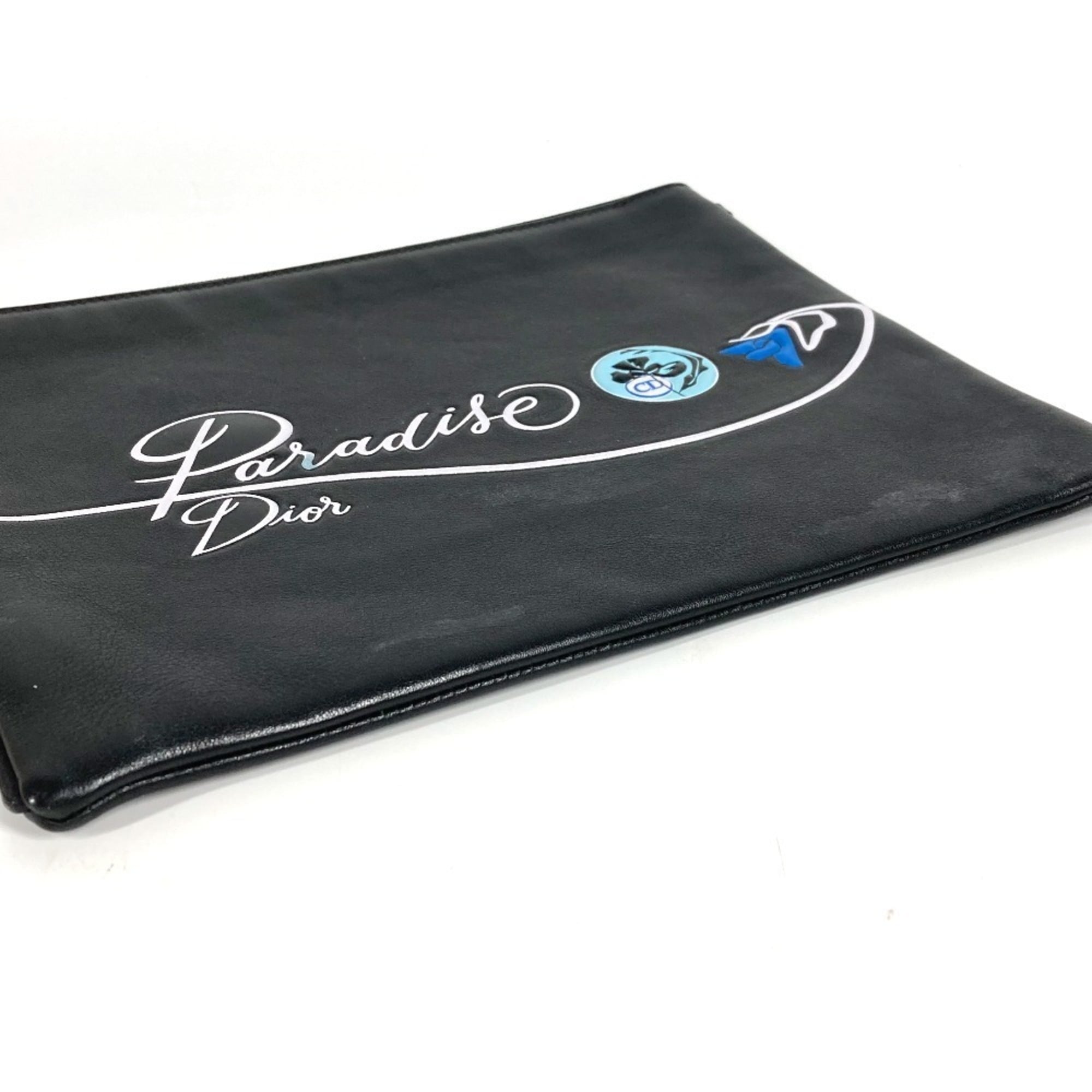 Christian Dior Dior logo bag, second pouch, clutch leather, men's and women's, black