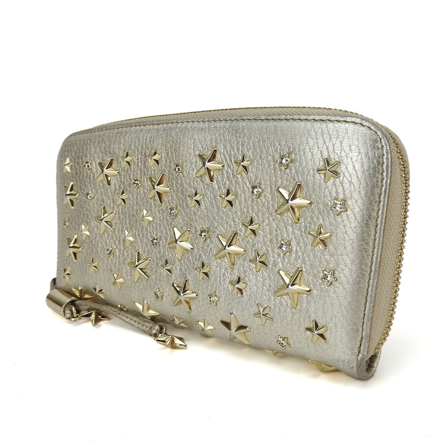 Jimmy Choo Long Wallet Leather Champagne Gold Star Studs Crystal Round Ladies JIMMY CHOO
