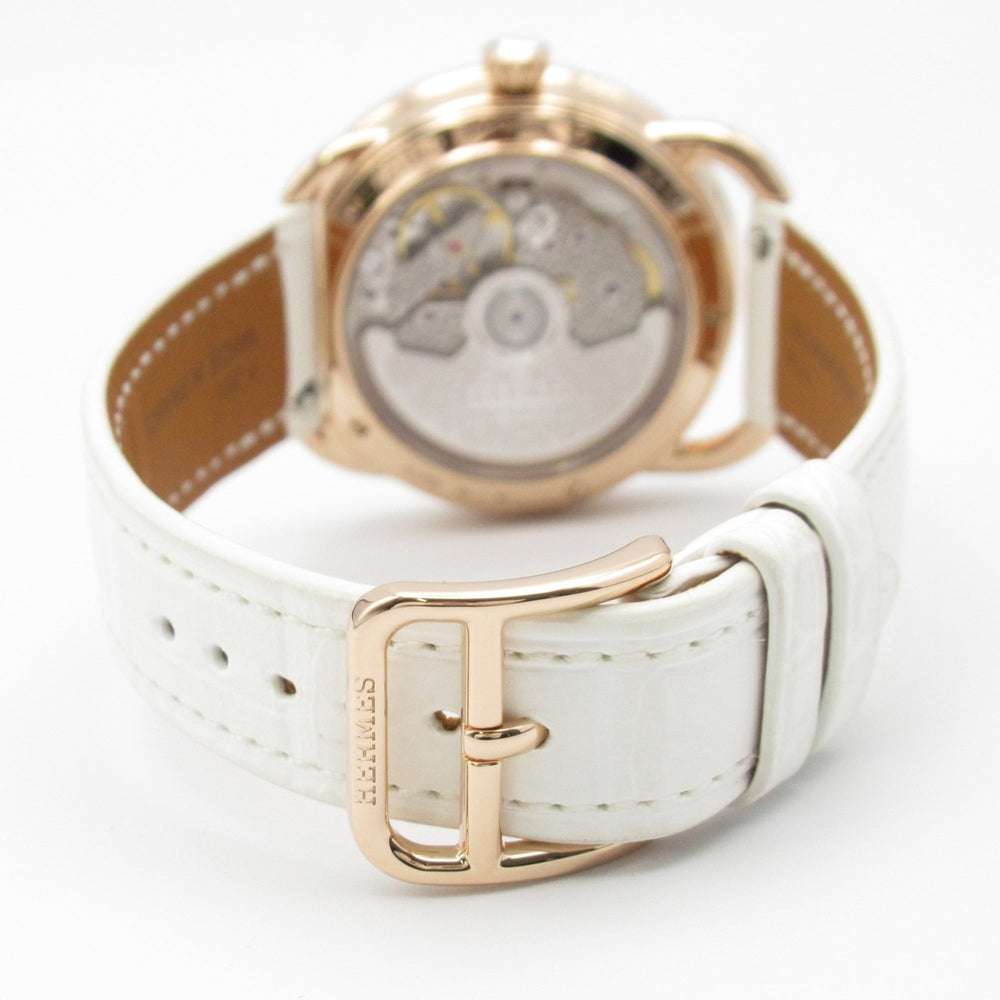 Hermes Arceau Grande Turarara Bride et Maure Watch, 18K Pink Gold (PG), Diamond, Leather Strap, Women's, White (AR12.671) — Very Good