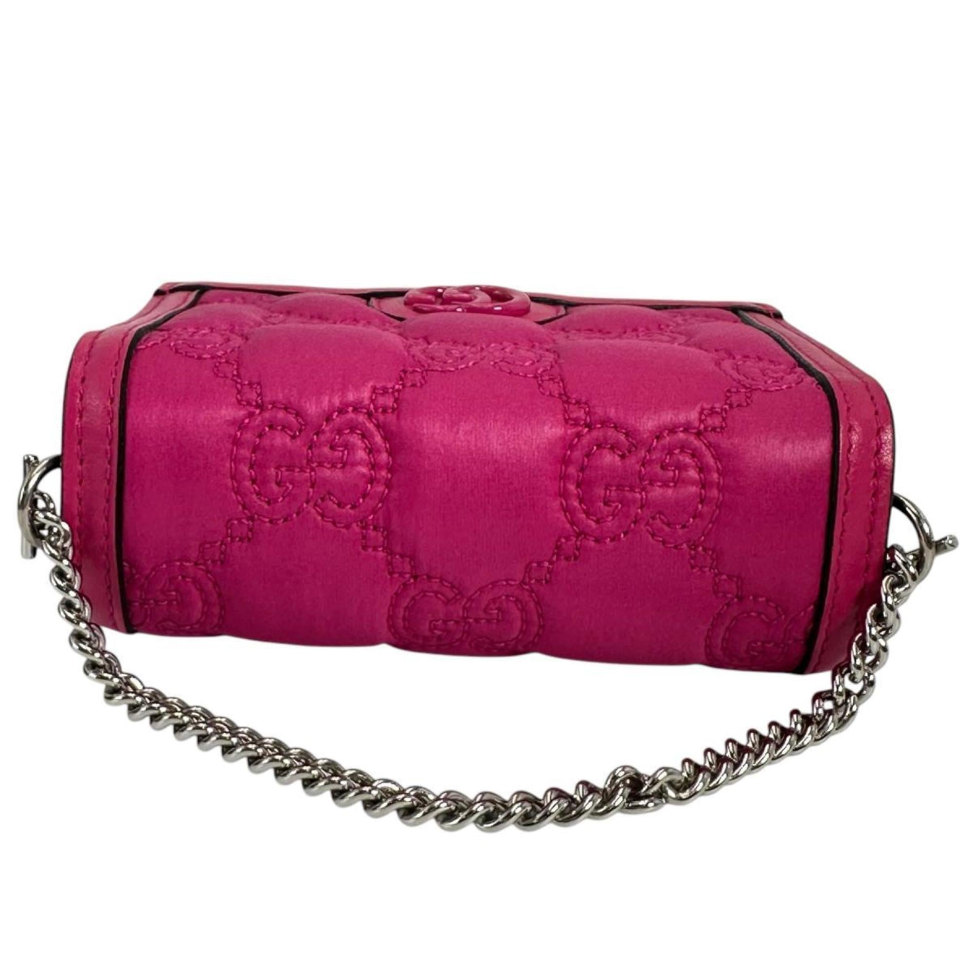 GUCCI Handbag 2WAY Bag GG Mini Matelasse Nylon Pink — Like New