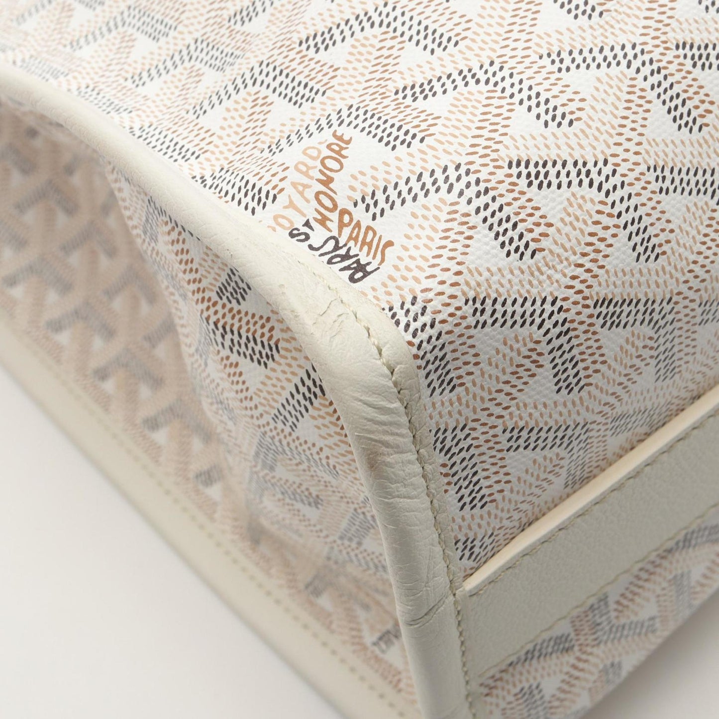 Goyard Villette PM Hulo Indian Motif Tote Bag in Coated Canvas and Leather, Women's, White, Multicolor