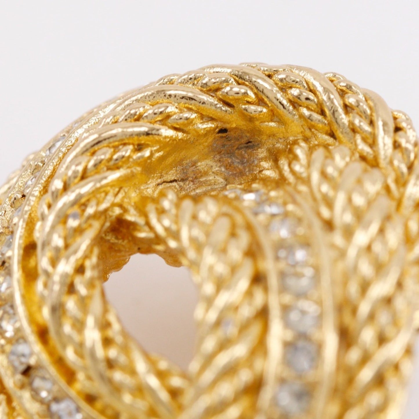 Christian Dior Earrings, Gold Plated with Rhinestones, Approx. 28.4g, Women's