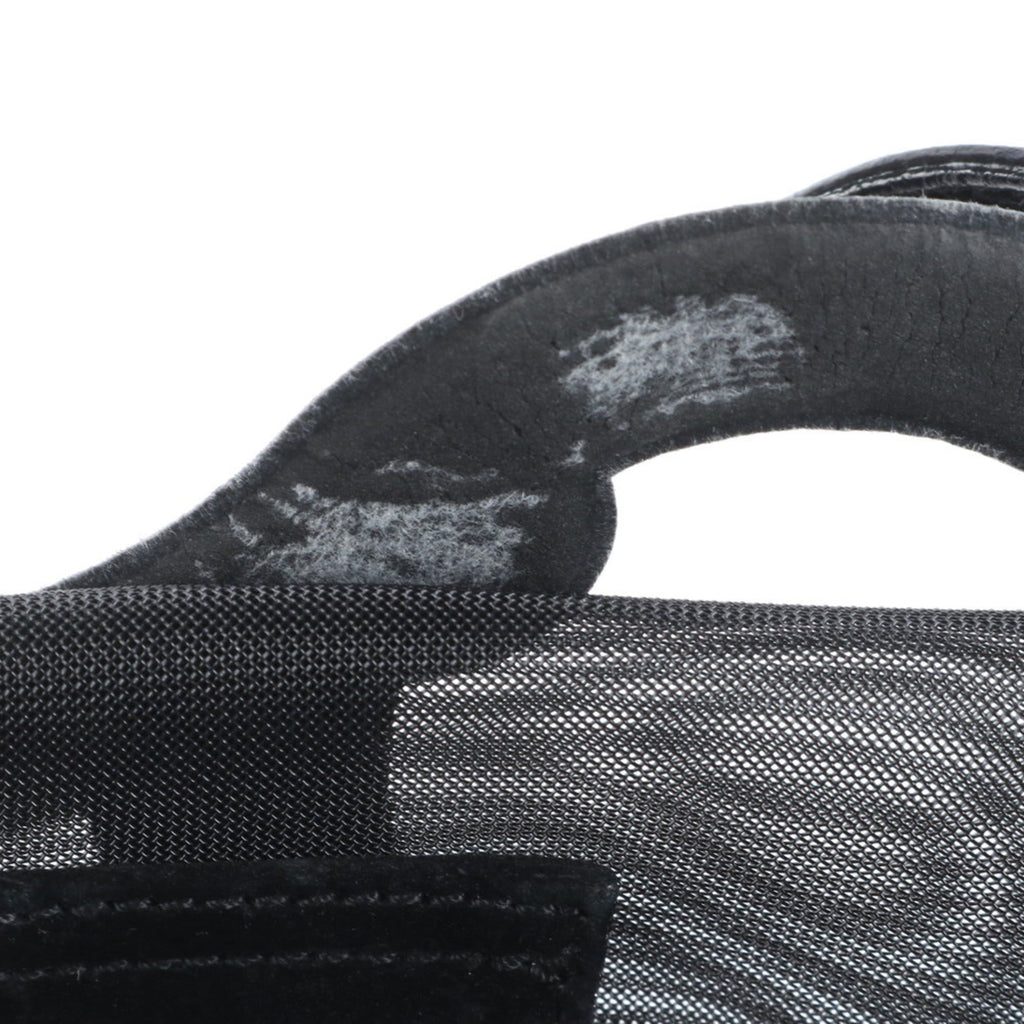 Salvatore Ferragamo mesh leather tote bag, shoulder handbag, black, women's