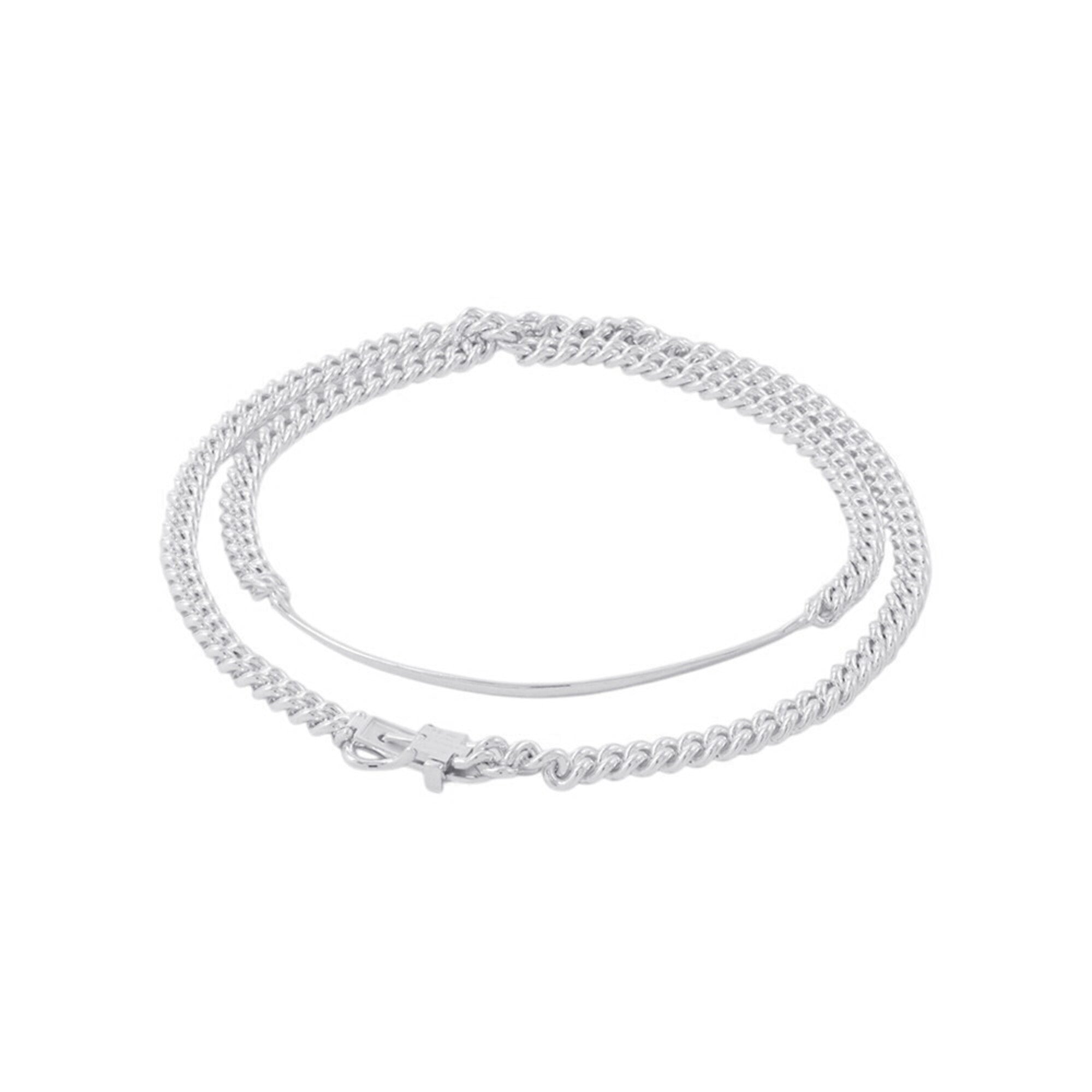 Hermes Boucles Sellier Inflexible Necklace, SV925 Silver, Size PM 42 — Like New