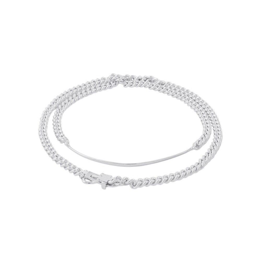 Hermes Boucles Sellier Inflexible Necklace, SV925 Silver, Size PM 42 — Like New