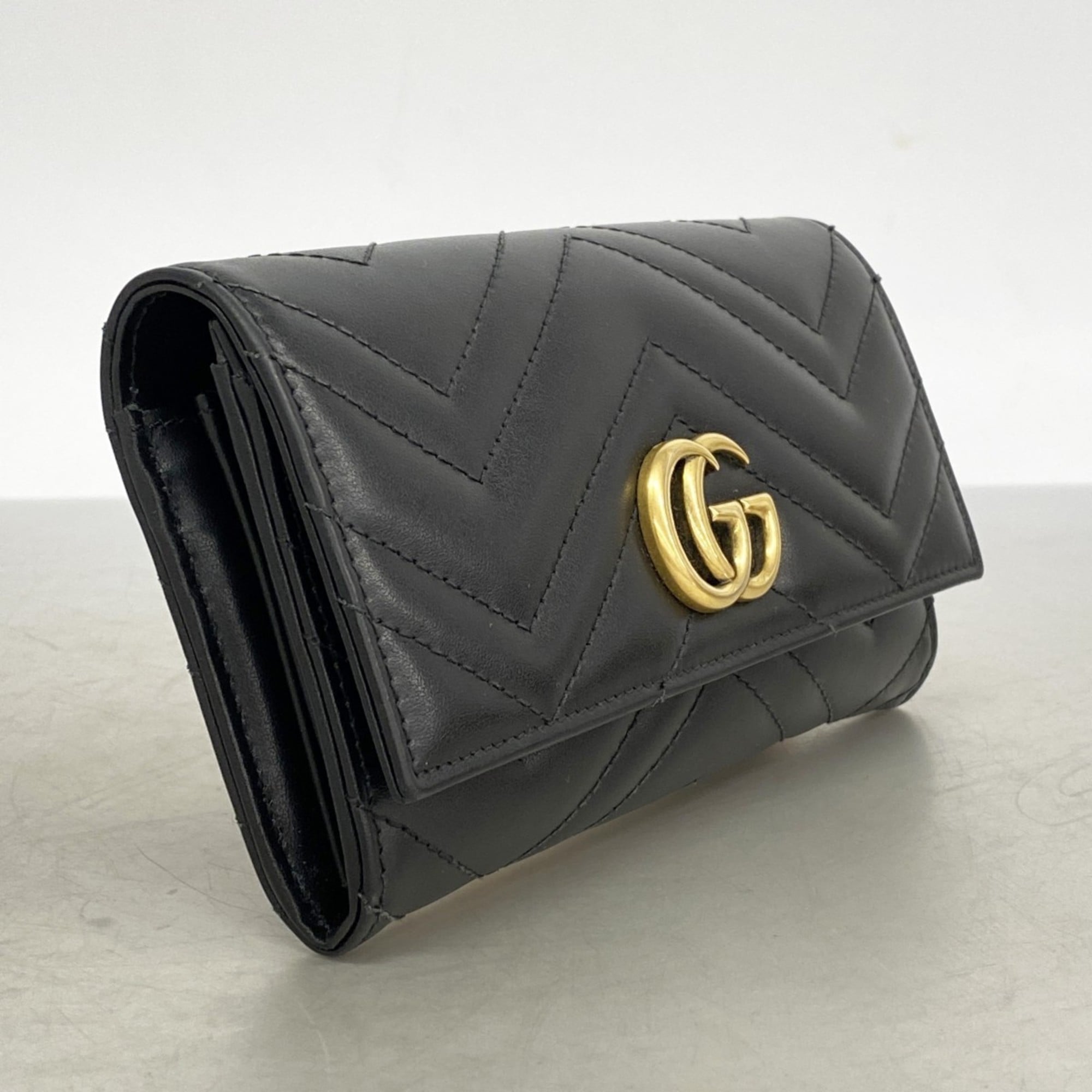 Gucci GG Marmont Long Wallet 443436 Leather Black Women's