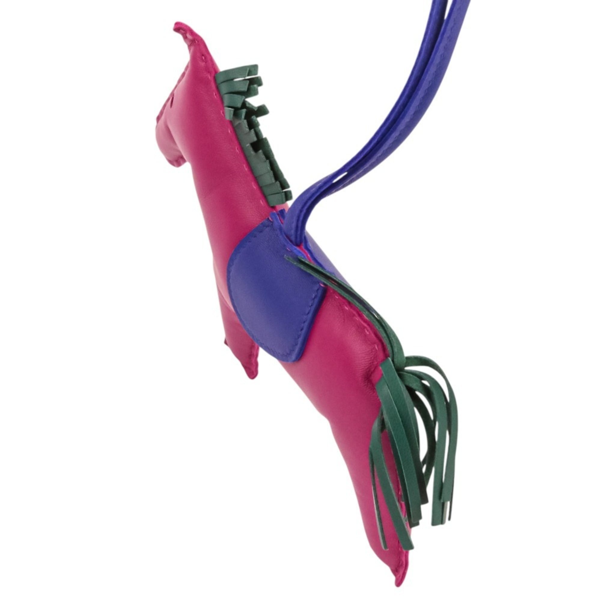 HERMES Rodeo GM Leather Accessory Bag Charm, Agneau Milo Purple, Women's — Like New