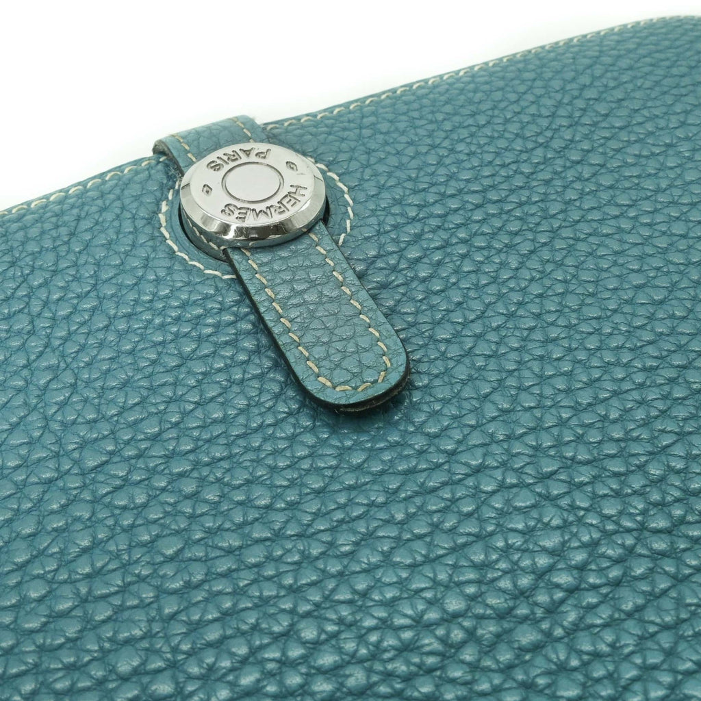 HERMES Dogon Duo GM Long Wallet, Togo Leather Bifold Blue Jean #□H