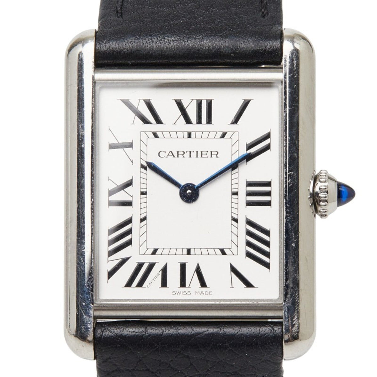 Cartier Tank Must LM WSTA0041 Quartz Watch, White Dial, Stainless Steel Strap, Leather Ladies' Watch — Good