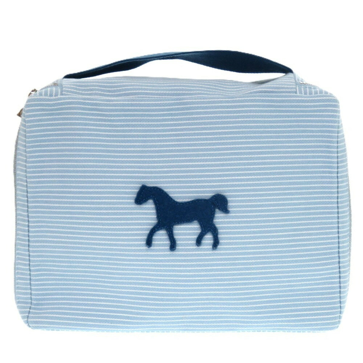 Hermes Like new Hermès Cabriole To-Go MM cotton pouch in white and blue. 1009 — Like New