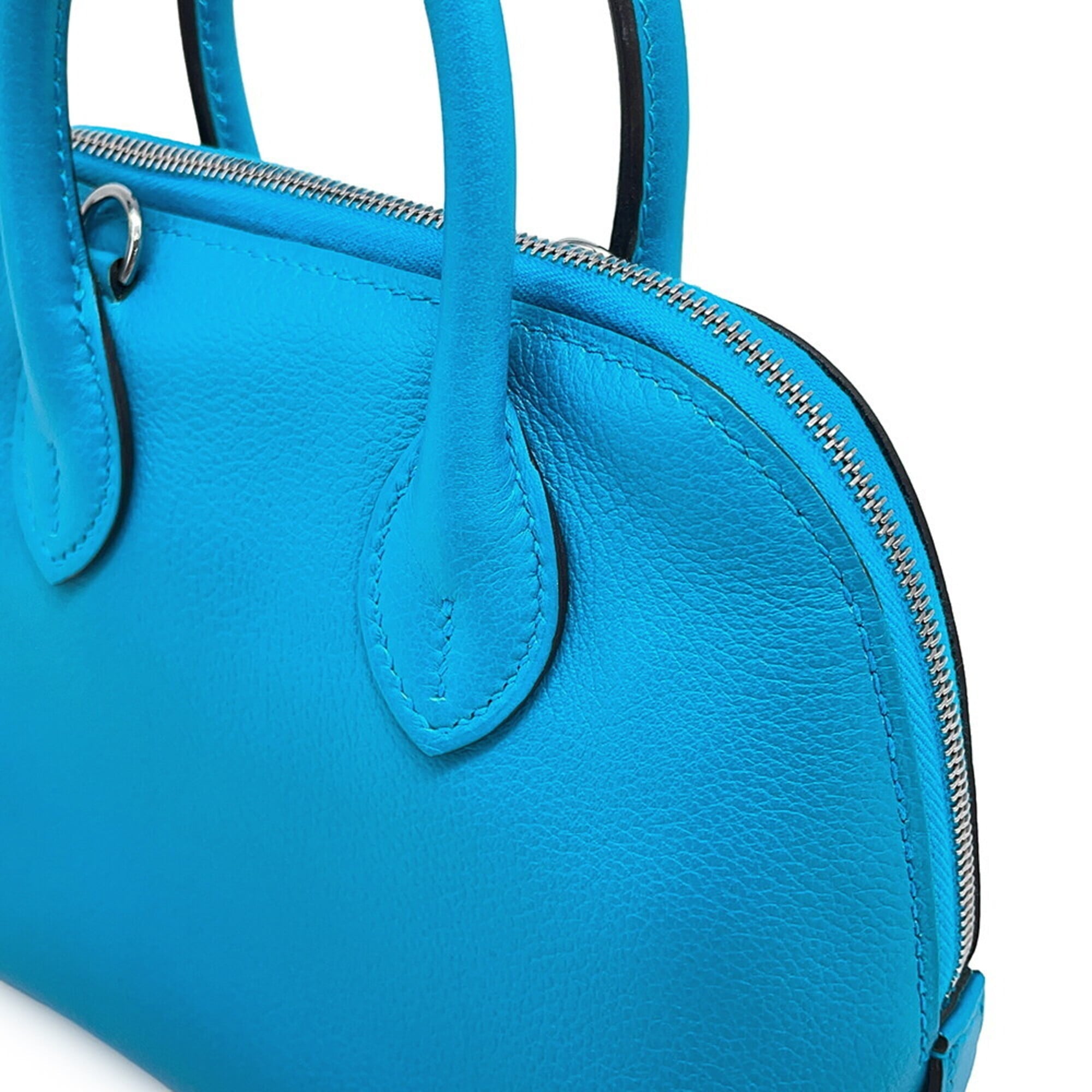 Hermes Bolide 1923 Mini Blue Zanzibar Evercolor W stamp HERMES 2-way shoulder bag handbag women's — Like New