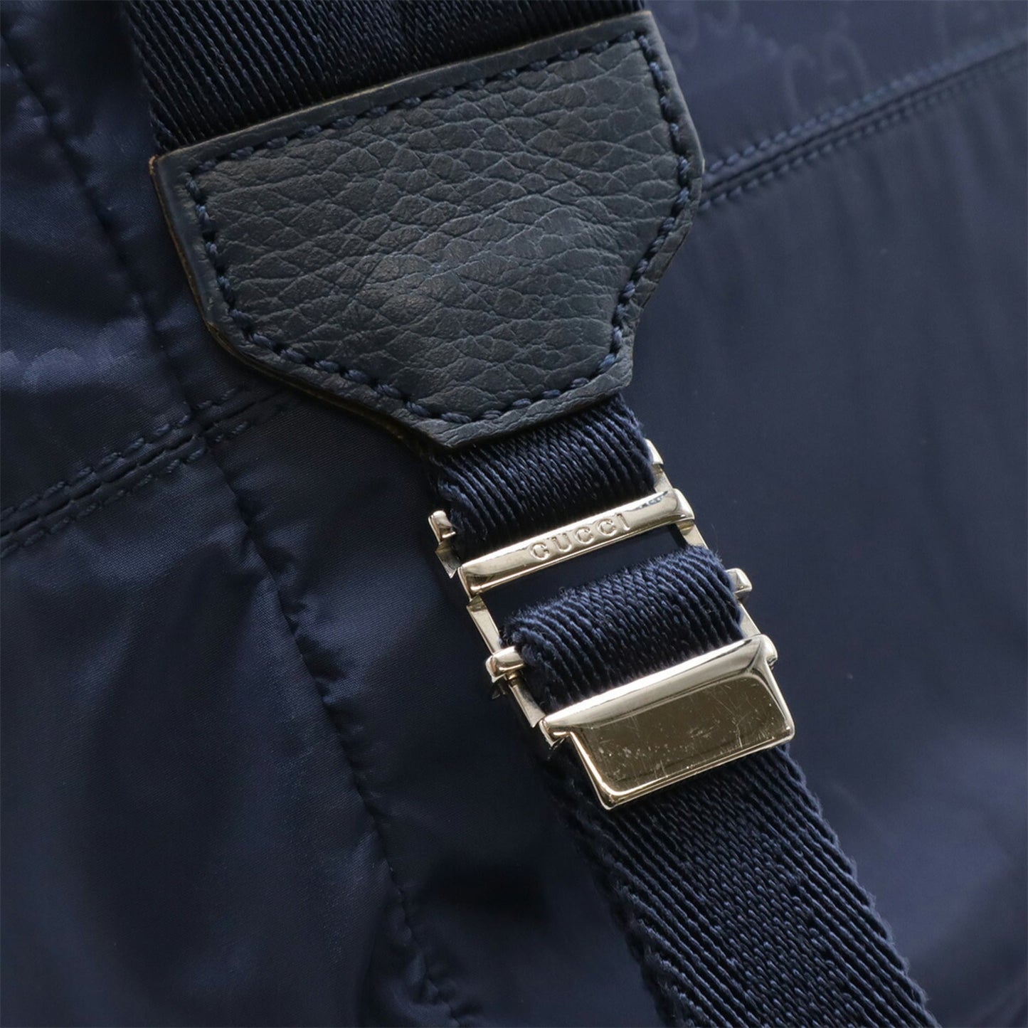 GUCCI GG nylon backpack, rucksack, daypack, leather, navy blue, 510336