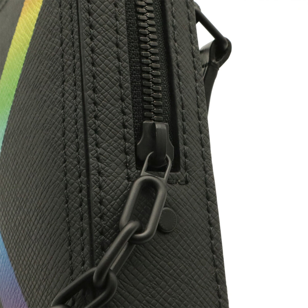 LOUIS VUITTON Taiga Rainbow Danube Shoulder Bag Pochette Leather Noir M30332 — Like New