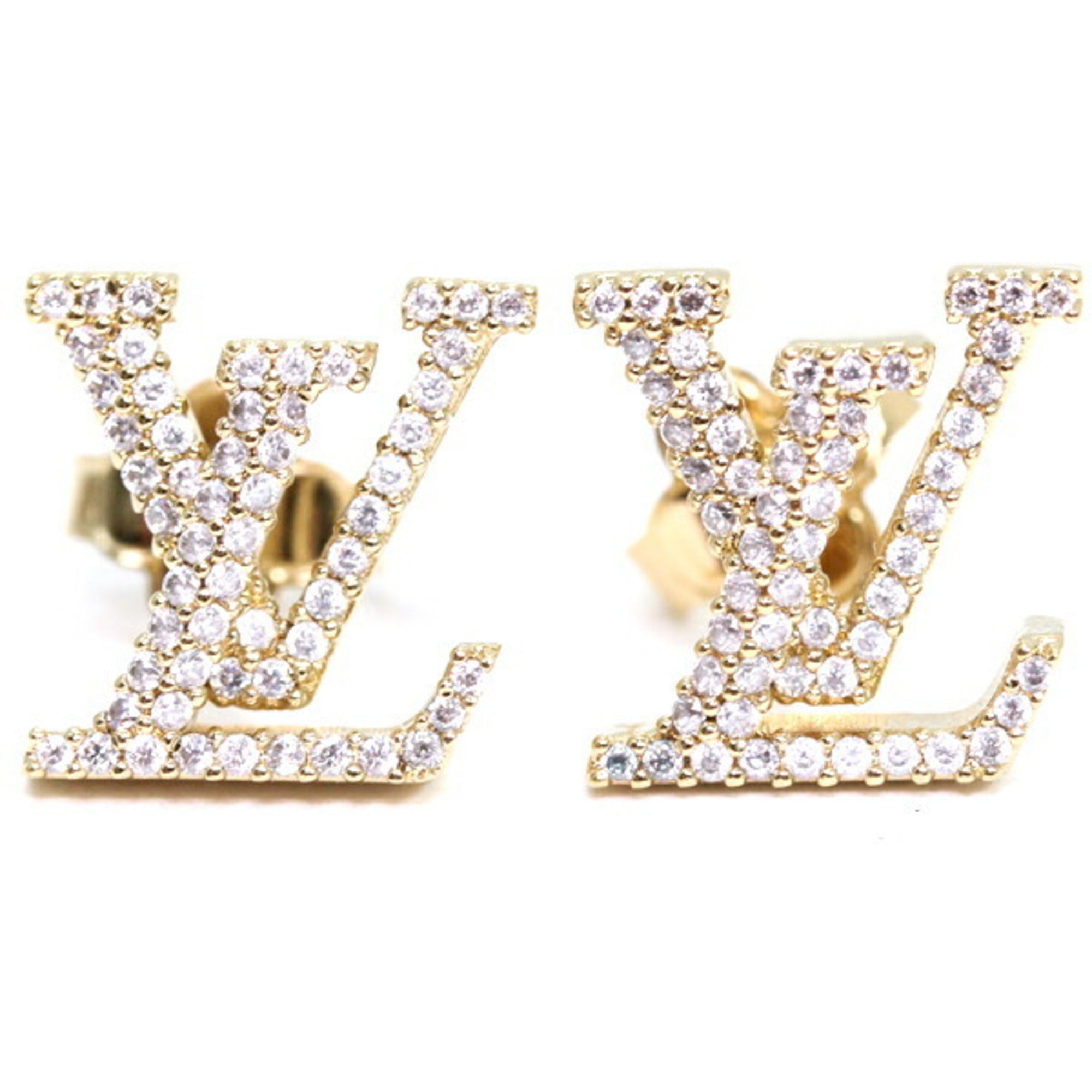 Louis Vuitton Earrings - LV Iconic Strass M00609 Gold Rhinestone Women's LOUIS VUITTON T5823 — Like New
