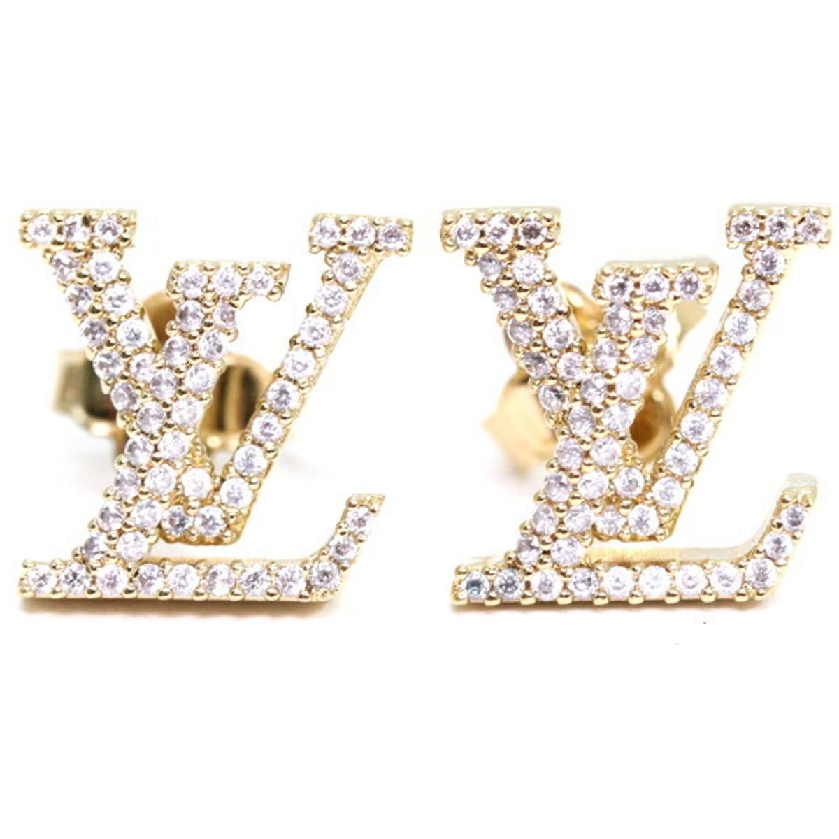 Louis Vuitton Earrings - LV Iconic Strass M00609 Gold Rhinestone Women's LOUIS VUITTON T5823 — Like New